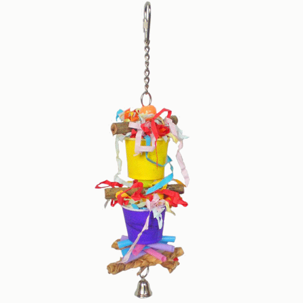 parrotbox bird toy double bucket, parot toy